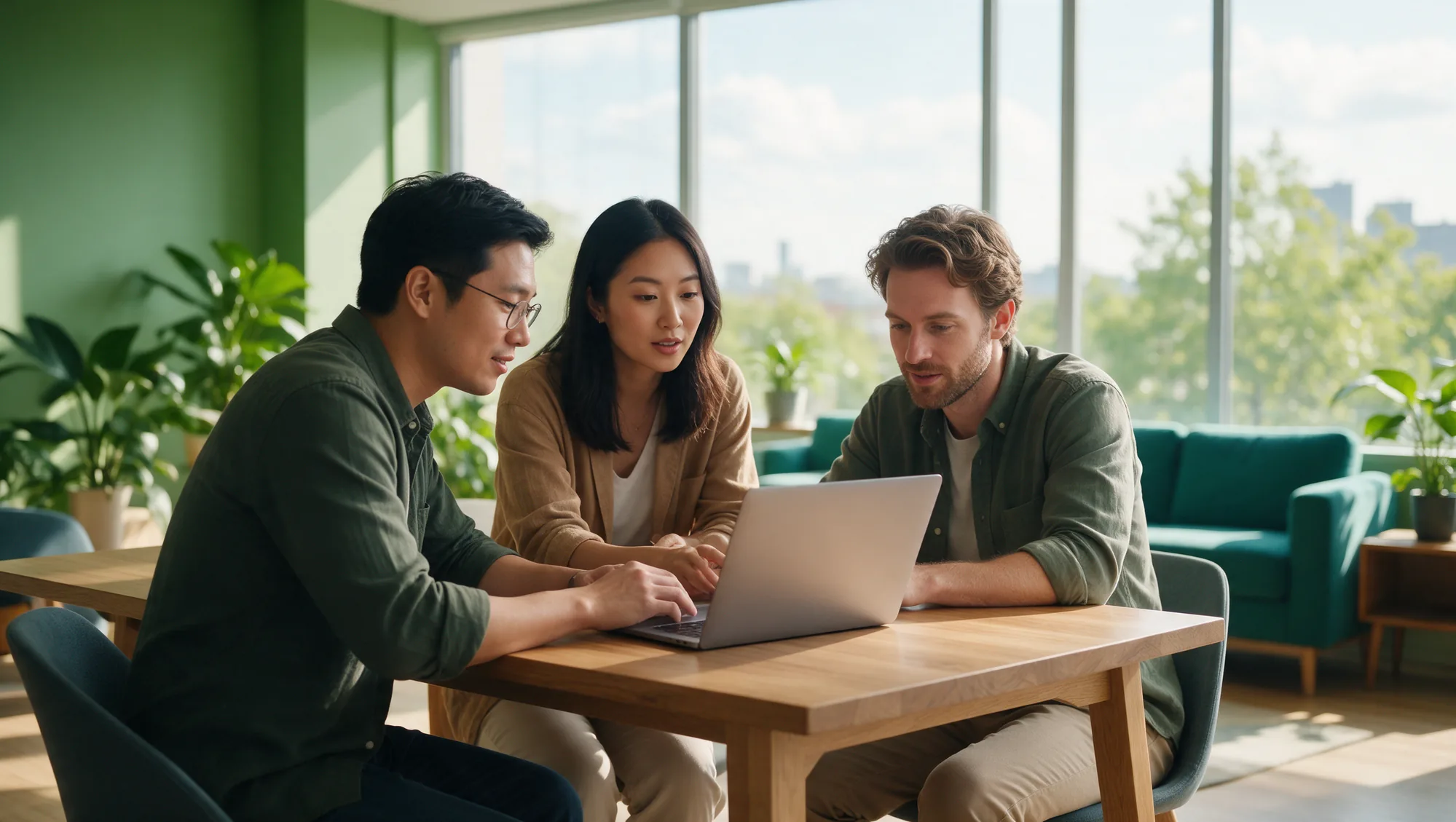 Ecommerce team reviewing AI commerce results together on a laptop