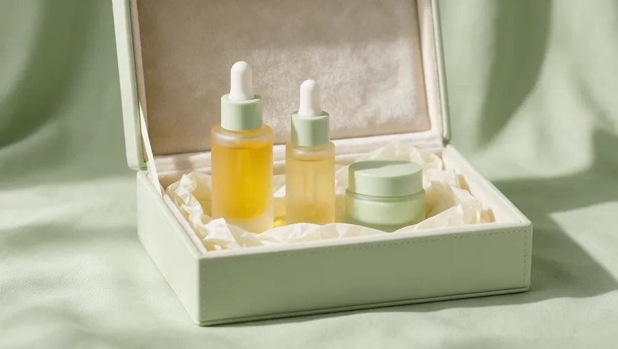Serum gift set in a sage gift box