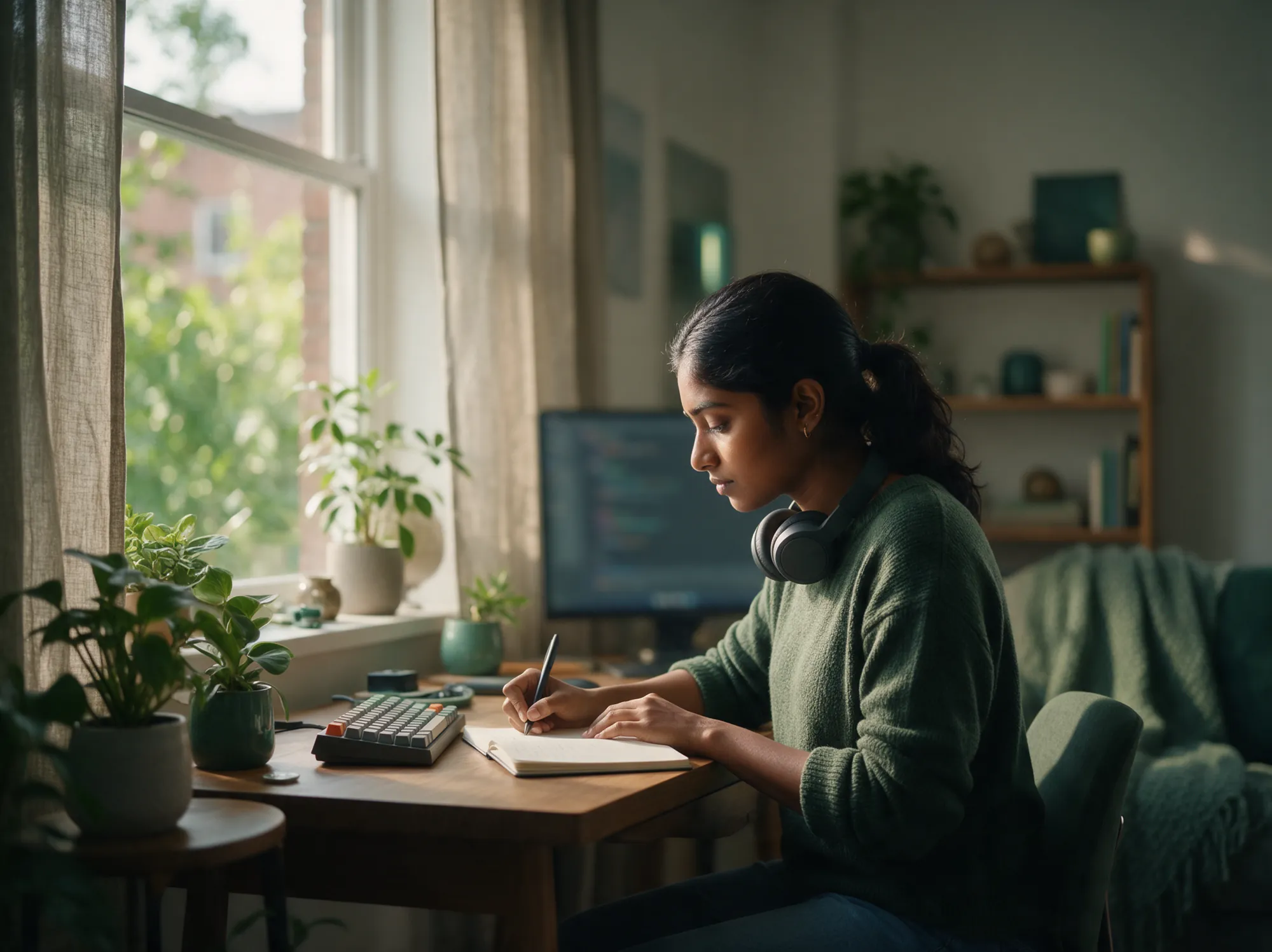 Developer writing API documentation at a quiet desk