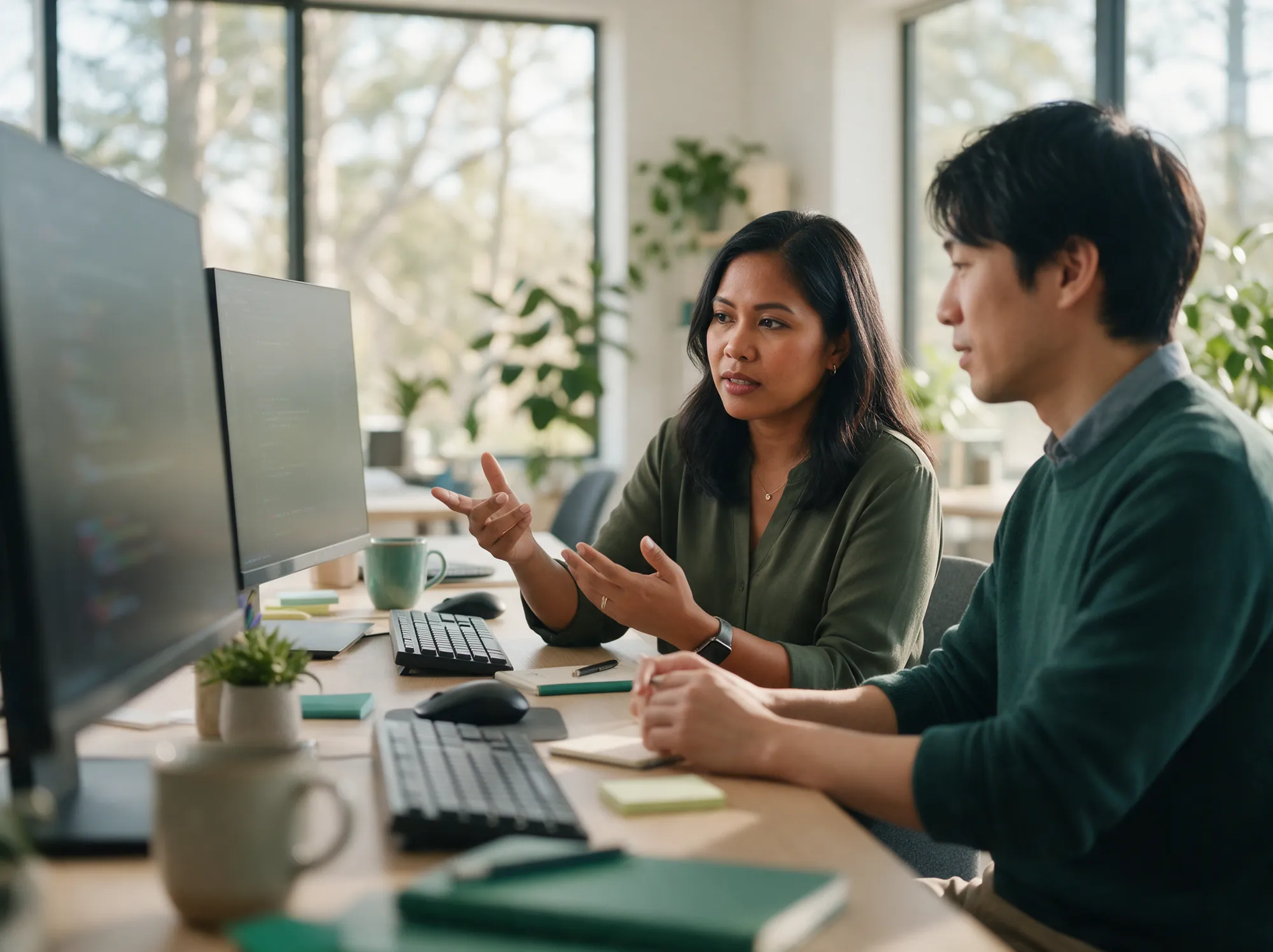 Two engineers doing a code review together